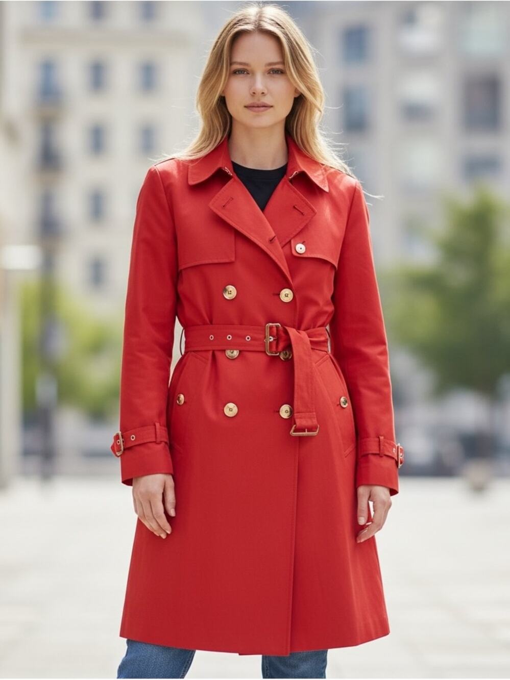 ISAAC MIZRAHI LIVE Women’s Small Red Trench Coat